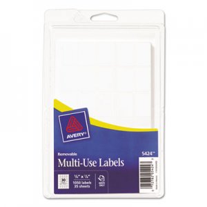 Avery 05424 Removable Multi-Use Labels, Handwrite Only, 5/8 x 7/8, White, 1050/Pack