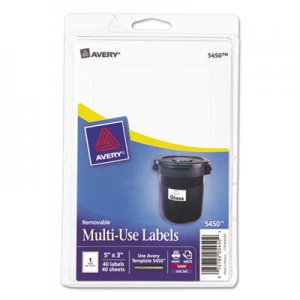 Avery 05450 Removable Multi-Use Labels, 5 x 3, White, 40/Pack