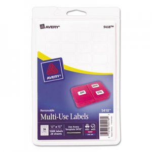 Avery 05418 Removable Multi-Use Labels, 1/2 x 3/4, White, 1008/Pack