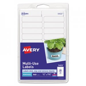Avery AVE05422 Removable Multi-Use Labels, Inkjet/Laser Printers, 0.5 x 1.75, White, 20/Sheet, 42 Sheets/Pack
