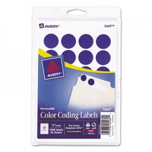 Avery 05469 Printable Removable Color-Coding Labels, 3/4" dia, Dark Blue, 1008/Pack