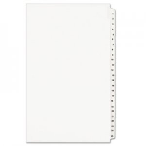 Avery AVE01430 Preprinted Legal Exhibit Side Tab Index Dividers, Avery Style, 25-Tab, 1 to 25, 14 x 8.5