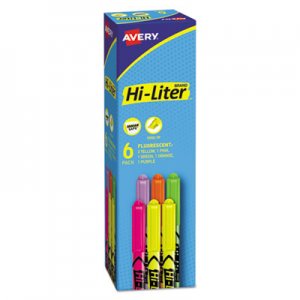 Avery AVE23565 HI-LITER Pen-Style Highlighter, Chisel, Assorted Fluorescent Colors, 6/Set