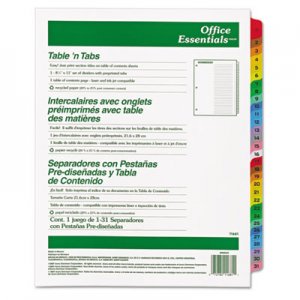 Office Essentials 11681 Table 'n Tabs Dividers, 31-Tab, Letter