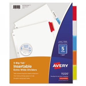 Avery AVE11220 Insertable Big Tab Dividers, 5-Tab, 11 1/8 x 9 1/4