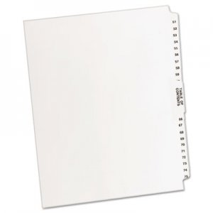 Avery AVE11396 Avery-Style Legal Exhibit Side Tab Divider, Title: 51-75, Letter, White
