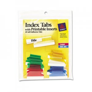 Avery AVE16219 Insertable Index Tabs with Printable Inserts, 1, Assorted Tab, 25/Pack