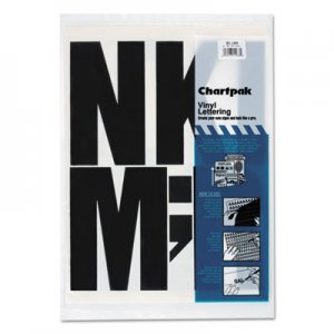 Chartpak 01184 Press-On Vinyl Uppercase Letters, Self Adhesive, Black, 6"h, 38/Pack