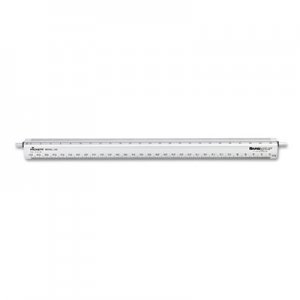 Chartpak CHA240 Adjustable Triangular Scale Aluminum Engineers Ruler, 12", Silver