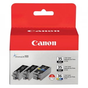 Canon CNM1509B007 1509B007 (CLI-36) Ink, Black/Tri-Color, 3/PK