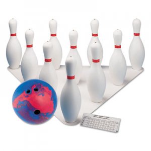 Champion Sports BPSET Bowling Set, Plastic/Rubber, White, 1 Ball/10 Pins/Set