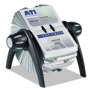 Durable DBL241701 VISIFIX Rotary Business Card File Holds 400 4 1/8 x 2 7/8 Cards, Black/Silver