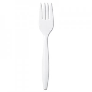 Dixie PFM21 Plastic Cutlery, Mediumweight Forks, White, 1000/Carton