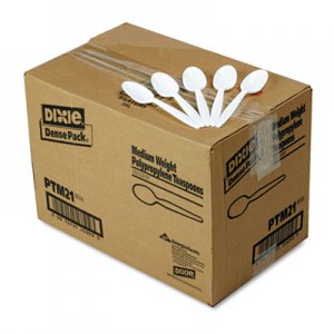 Dixie PTM21 Plastic Cutlery, Mediumweight Teaspoons, White, 1000/Carton