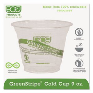 Eco-Products ECOEPCC9SGS GreenStripe Renewable & Compostable Cold Cups - 9oz., 50/PK, 20 PK/CT