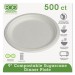 Eco-Products ECOEPP013 Renewable & Compostable Sugarcane Plates, 9", 500/Carton