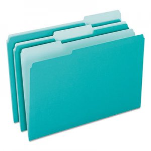 Pendaflex 421013AQU Interior File Folders, 1/3 Cut Top Tab, Letter, Aqua, 100/Box