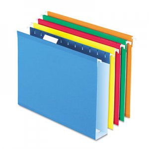 Pendaflex 4152X2ASST Reinforced 2" Extra Capacity Hanging Folders, 1/5 Tab, Letter, Assorted, 25/Box