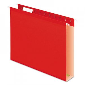 Pendaflex PFX4152X2RED Extra Capacity Reinforced Hanging File Folders with Box Bottom, Letter Size, 1/5-Cut Tab, Red, 25/Box