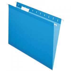 Pendaflex PFX415215BLU Colored Reinforced Hanging Folders, Letter Size, 1/5-Cut Tab, Blue, 25/Box