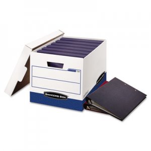 Bankers Box 0073301 BINDERBOX Storage Box, Locking Lid, 12 1/4 x 18 1/2 x 12, White/Blue, 12