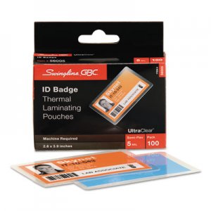 Swingline GBC GBC56005 UltraClear Thermal Laminating Pouches, ID Badge, 5mil, 2 5/8 x 3 7/8, 100/Pack