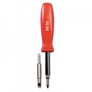 Great Neck GNSSD4BC 4 in-1 Screwdriver w/Interchangeable Phillips/Standard Bits, Assorted Colors