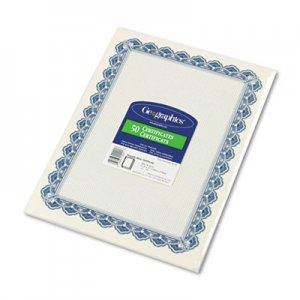 Geographics 22901 Parchment Paper Certificates, 8-1/2 x 11, Blue Royalty Border, 50/Pack