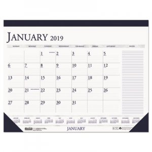 House of Doolittle HOD164 Recycled Two-Color Monthly Desk Pad Calendar w/Large Notes Section, 22x17, 2019