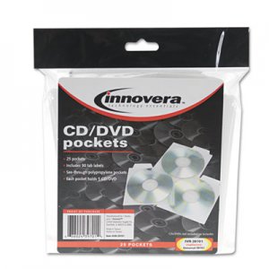 Innovera IVR39701 CD/DVD Pockets, 25/Pack