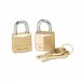 Master Lock MLK120T Three-Pin Brass Tumbler Locks, 3/4" Wide, 2 Locks & 2 Keys, 2/Pack