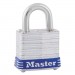 Master Lock MLK7D Four-Pin Tumbler Lock, Laminated Steel Body, 1 1/8" Wide, Silver/Blue, Two Keys