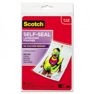 Scotch PL900G Self-Sealing Laminating Pouches, 9.5 mil, 4 3/8 x 6 3/8, Photo Size, 5/Pack