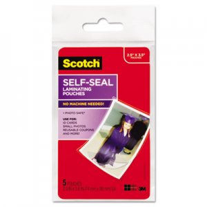 Scotch PL903G Self-Sealing Laminating Pouches, Glossy, 2 13/16 x 3 3/4, Wallet Size, 5/Pack
