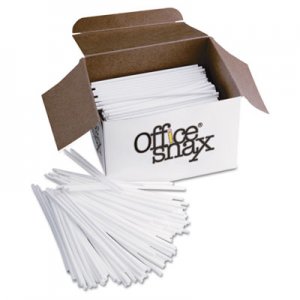 Office Snax STR5 Plastic Stir Sticks, 5", Plastic, White, 1000/Box