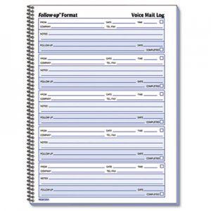 Rediform 51114 Voice Mail Wirebound Log Books, 8 x 10 5/8, 500 Sets/Book