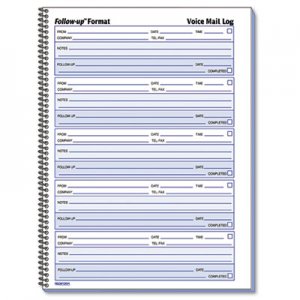 Rediform 51114 Voice Mail Wirebound Log Books, 8 x 10 5/8, 500 Sets/Book