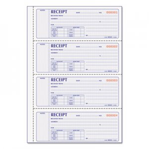 Rediform RED8L806 Money Receipt Book, 7 x 2 3/4, Carbonless Duplicate, 200 Sets/Book