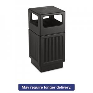 Safco 9476BL Canmeleon Side-Open Receptacle, Square, Polyethylene, 38gal, Textured Black