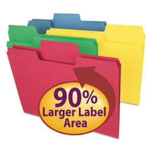Smead SMD11987 SuperTab Colored File Folders, 1/3-Cut Tabs, Letter Size, 11 pt. Stock, Assorted, 100/Box