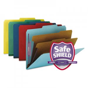 Smead 14025 Pressboard Classification Folders, Letter, Six-Section, Assorted, 10/Box