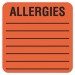Tabbies TAB40560 Allergy Warning Labels, ALLERGIES, 2 x 2, Fluorescent Red, 500/Roll