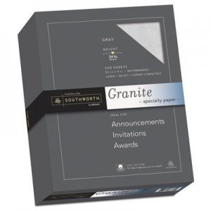 Southworth 914C Granite Specialty Paper, Gray, 24 lbs., 8-1/2 x 11, 25% Cotton, 500/Box