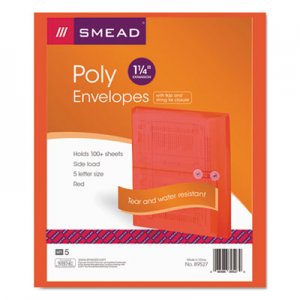 Smead 89527 Poly String & Button Booklet Envelope, 9 3/4 x 11 5/8 x 1 1/4, Red, 5