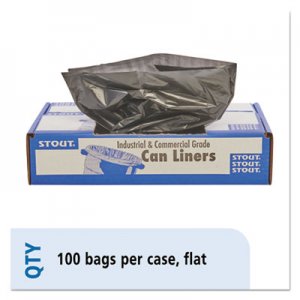 Stout by Envision STOT3340B13 Total Recycled Content Plastic Trash Bags, 33 gal, 1.3 mil, 33" x 40", Brown/Black