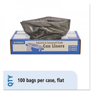 Stout by Envision STOT3039B13 Total Recycled Content Plastic Trash Bags, 30 gal, 1.3 mil, 30" x 39", Brown/Black