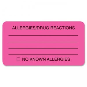 Tabbies 01730 Allergy/Drug Reaction Label