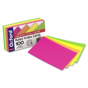 Oxford 40279 Assorted Glow Ruled Index Card