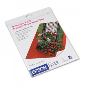 Epson S041465 Premium Photo Paper, 68 lbs., High-Gloss, 8 x 10, 20 Sheets/Pack