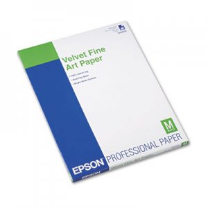 Epson EPSS041636 Velvet Fine Art Paper, 8-1/2 x 11, White, 20 Sheets/Pack